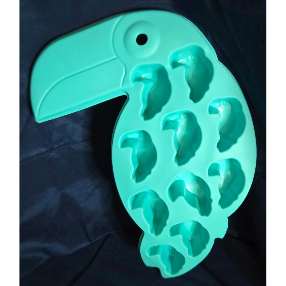 Toucan Bird Silicone Ice Cube Tray Teal Tropical Tiki Bar Mold 10 Cavity